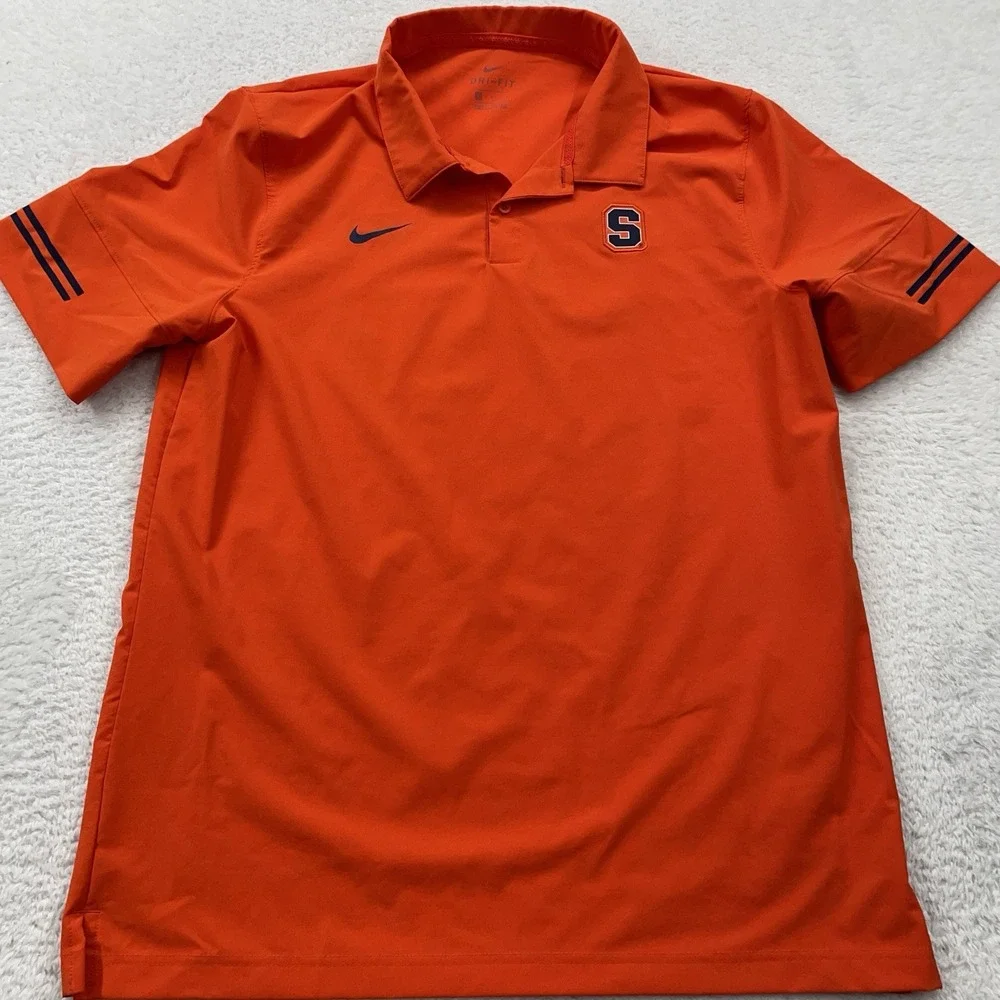 Syracuse‎ Nike Polo Shirt Mens Large Orange Dri-FIT Performance Golf Athletic